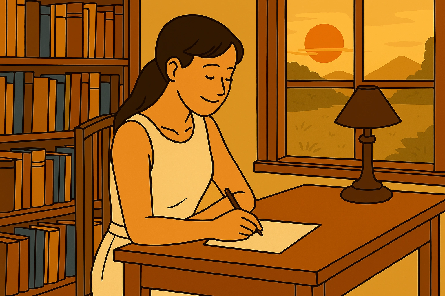Ilustración de una persona que escribe en su cuaderno